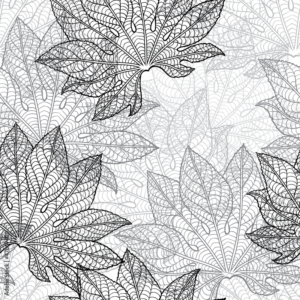 Obraz Tryptyk Vector illustration of leaves.