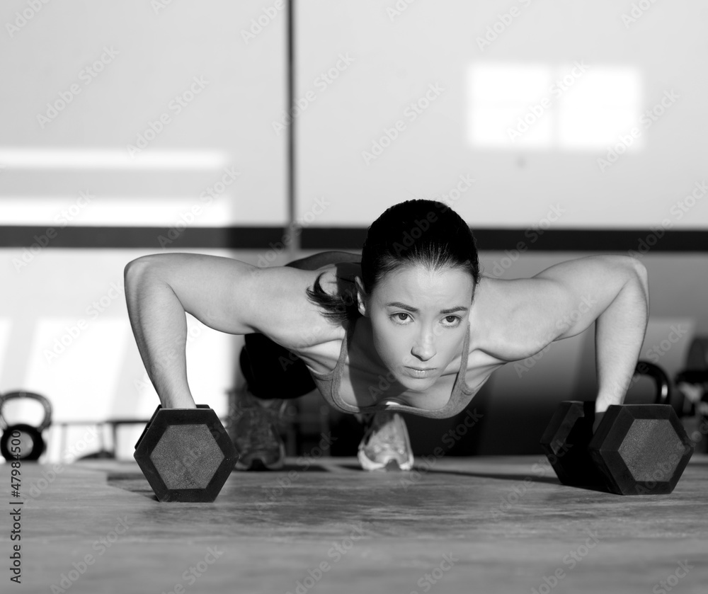 Fototapeta Gym woman push-up strength