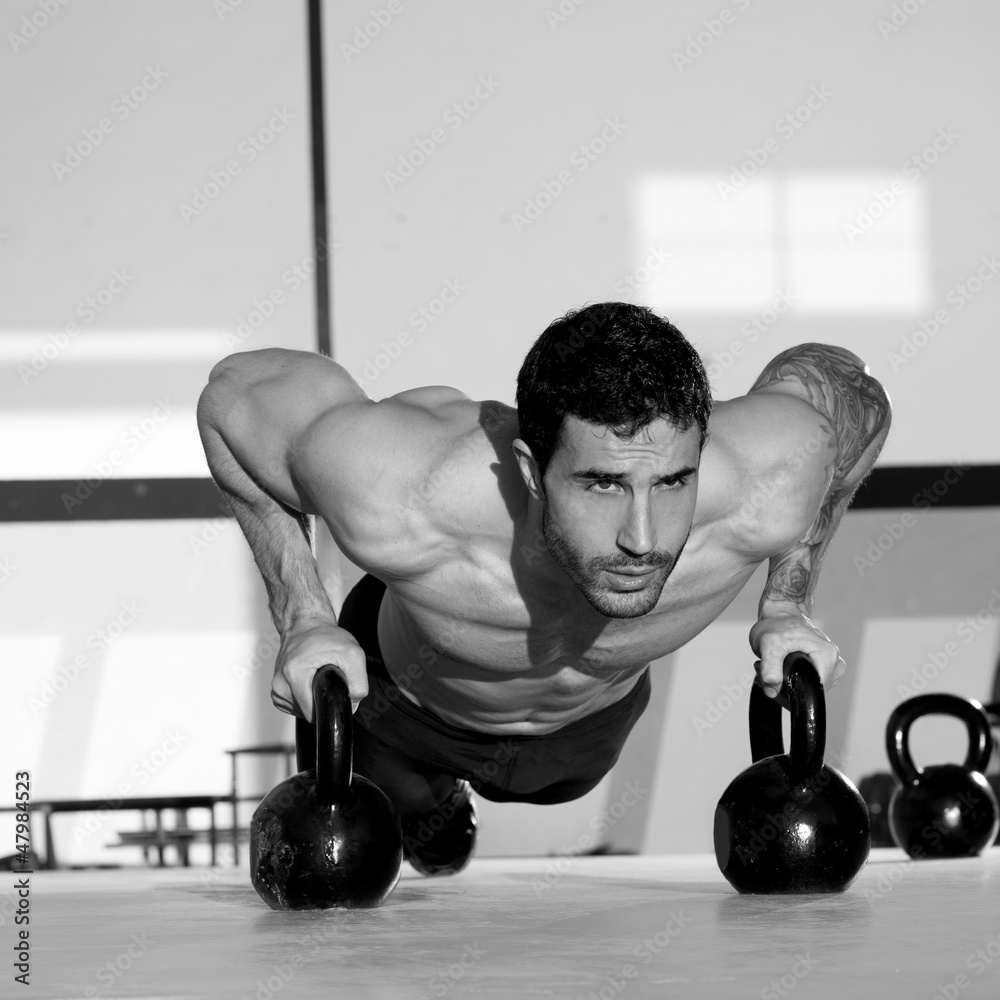 Fototapeta Gym man push-up strength