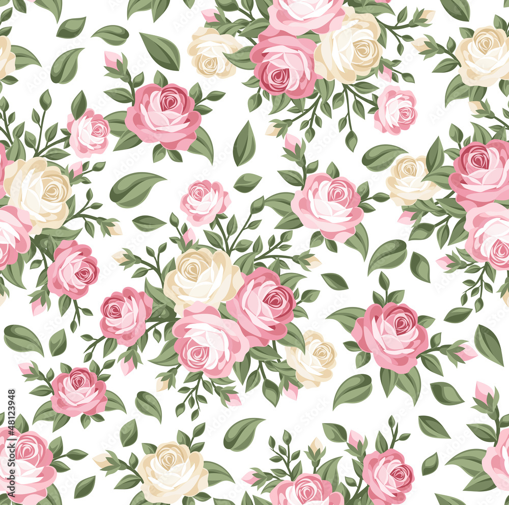 Fototapeta Seamless pattern with pink and