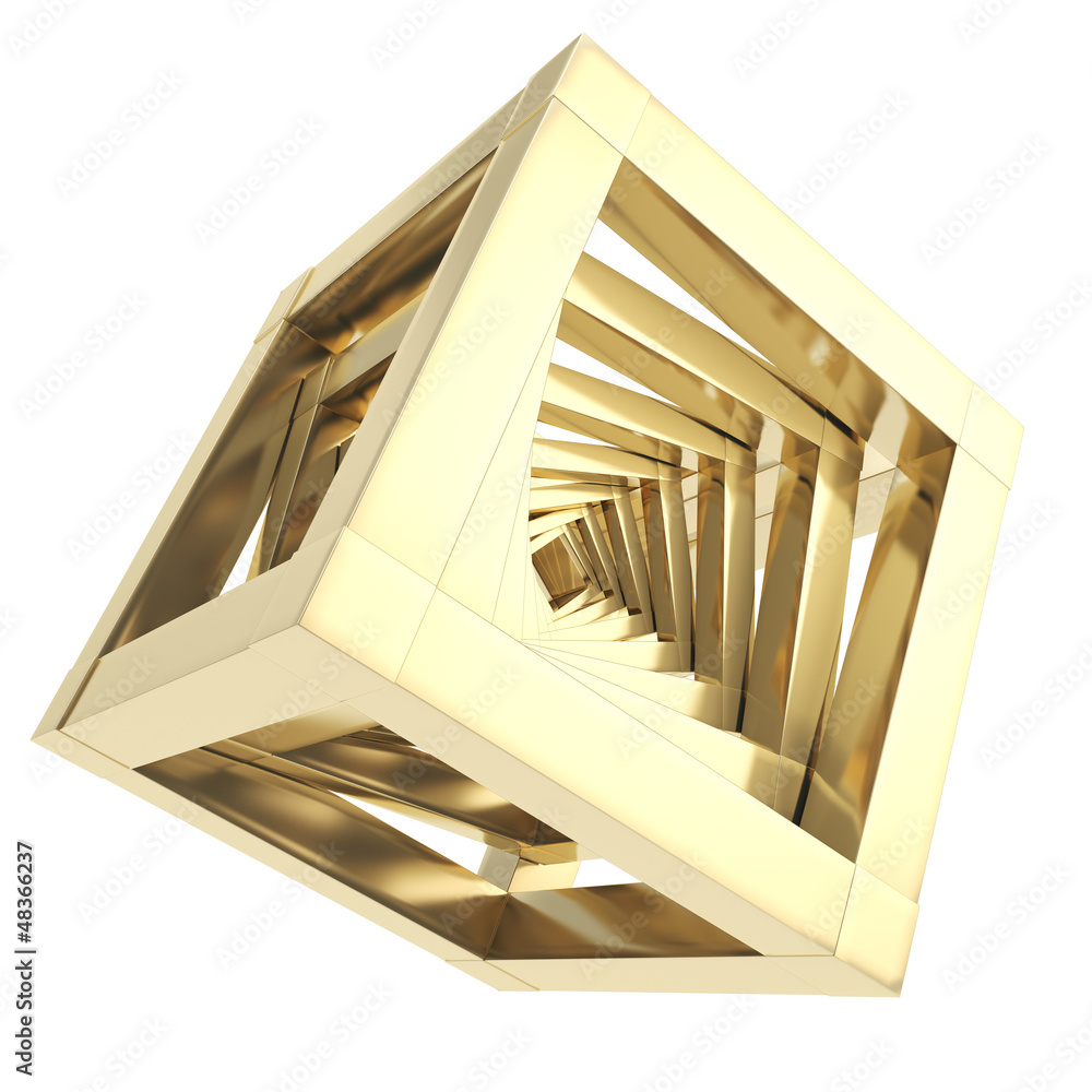 Fototapeta Abstract golden cube