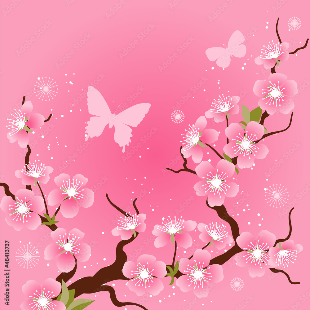 Fototapeta Card with stylized cherry