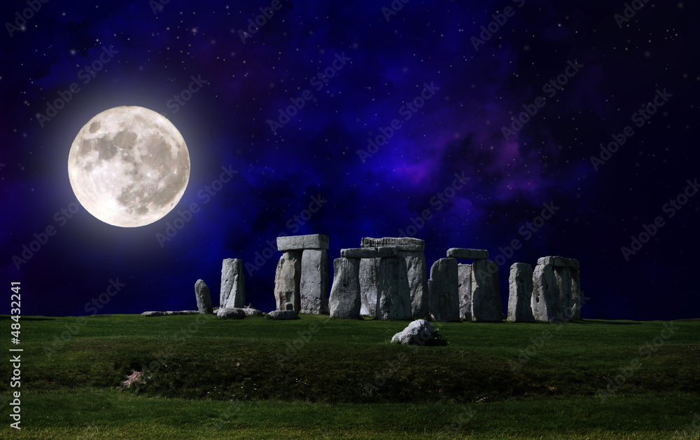 Fototapeta Stonehenge at night with full