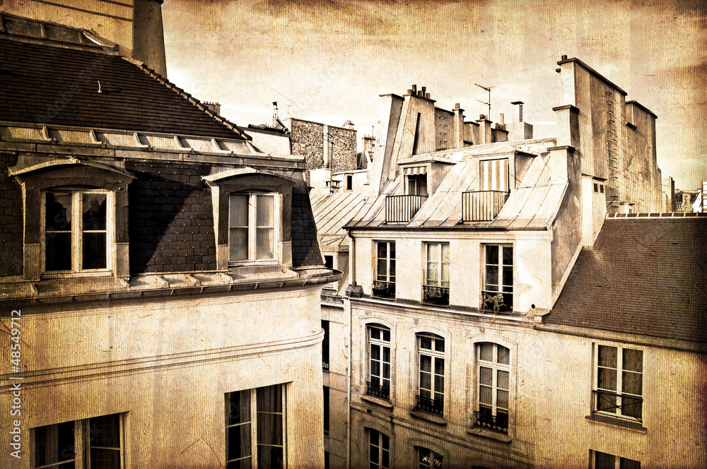 Obraz Tryptyk Toits de Paris, vintage