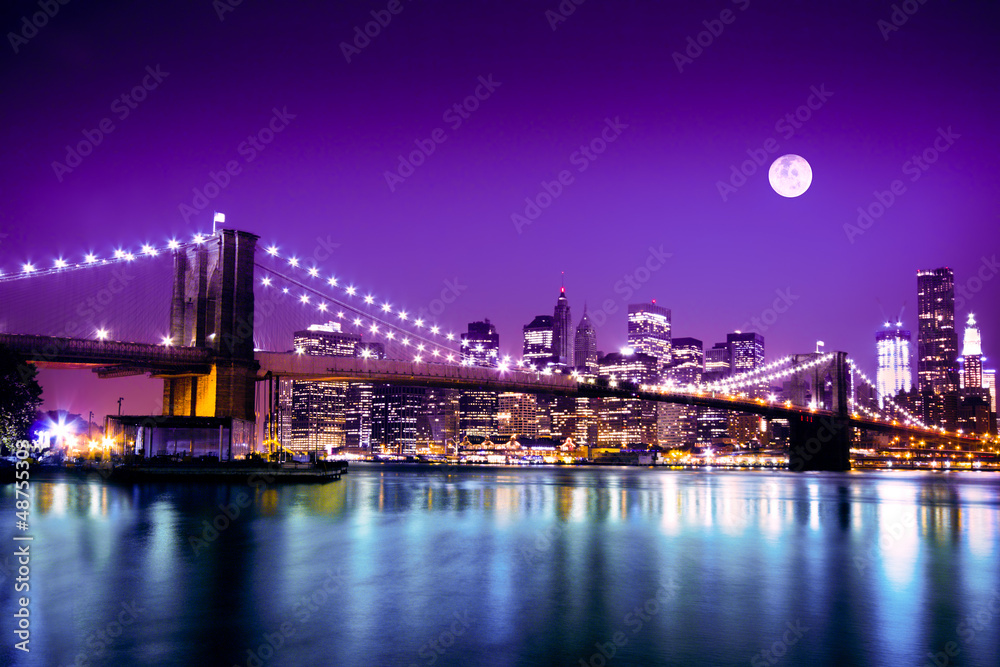Obraz Tryptyk Brooklyn Bridge and NYC