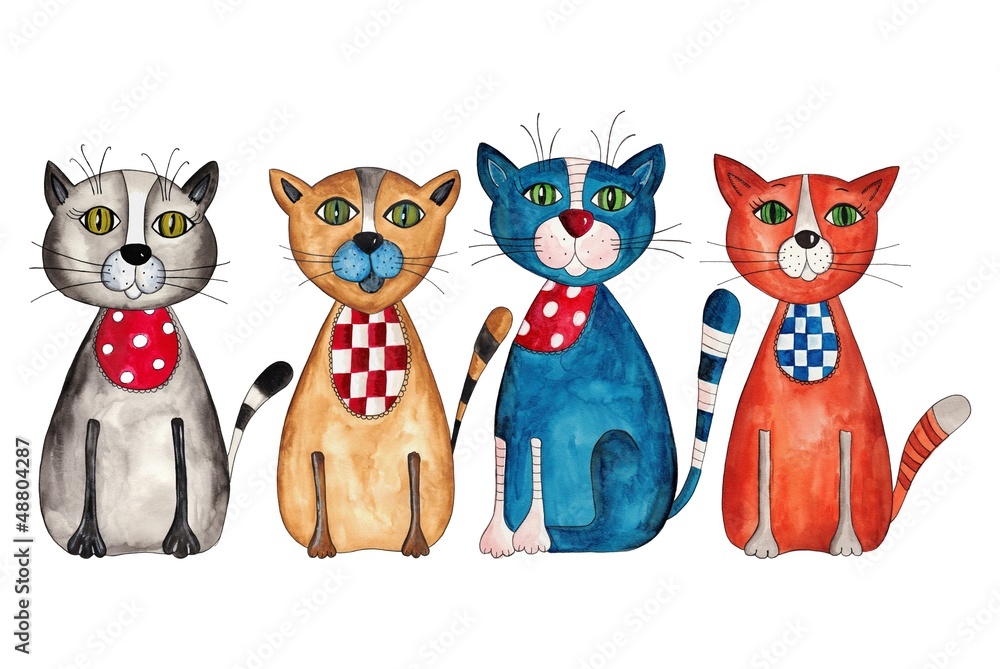 Obraz na płótnie Cats. Watercolors on paper