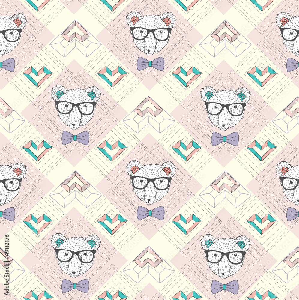 Tapeta Seamless pattern with hipster