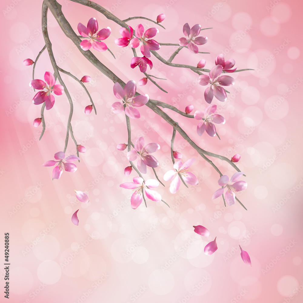Obraz Tryptyk Spring vector tree branch
