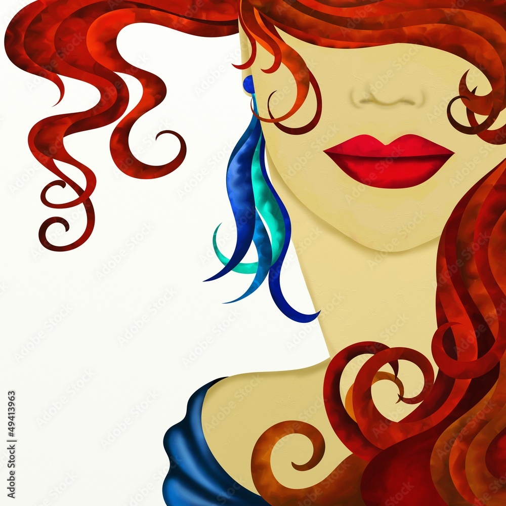 Obraz Pentaptyk viso di donna con capelli
