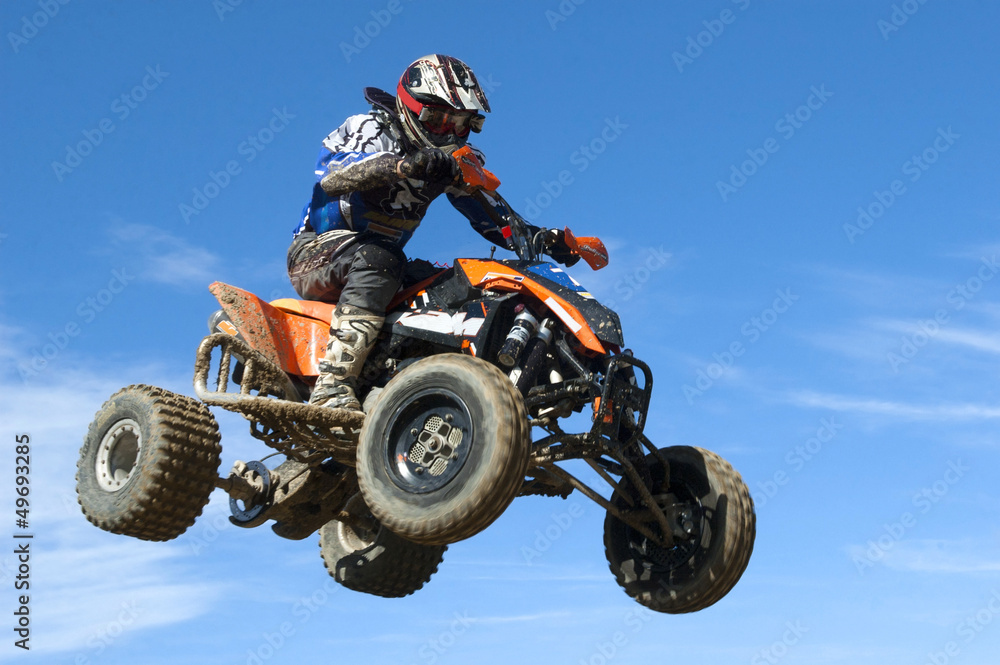 Obraz Tryptyk quad jumping on blue sky