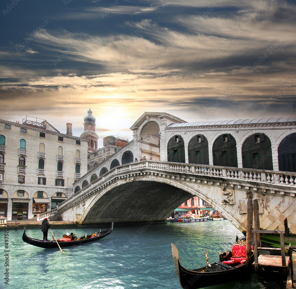 Fototapeta Venice with Rialto bridge in