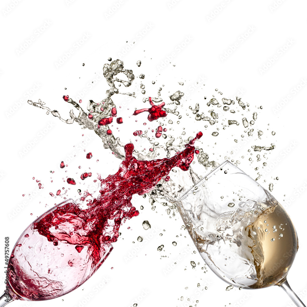 Obraz Dyptyk White and red wine splash