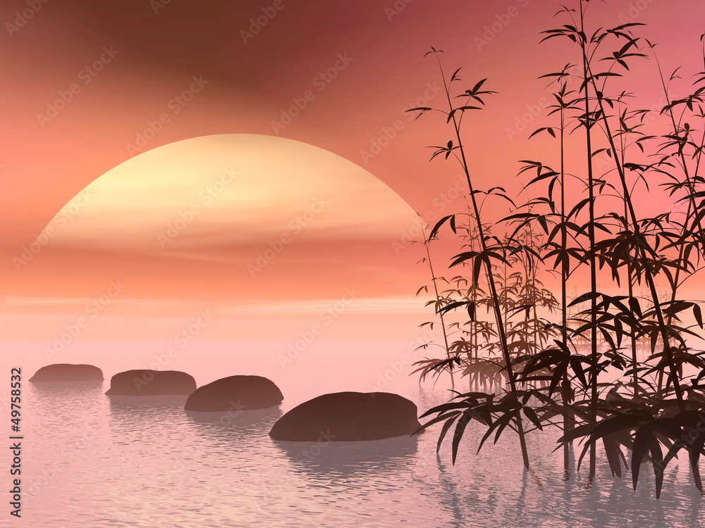 Obraz Kwadryptyk Asian steps to the sun - 3D