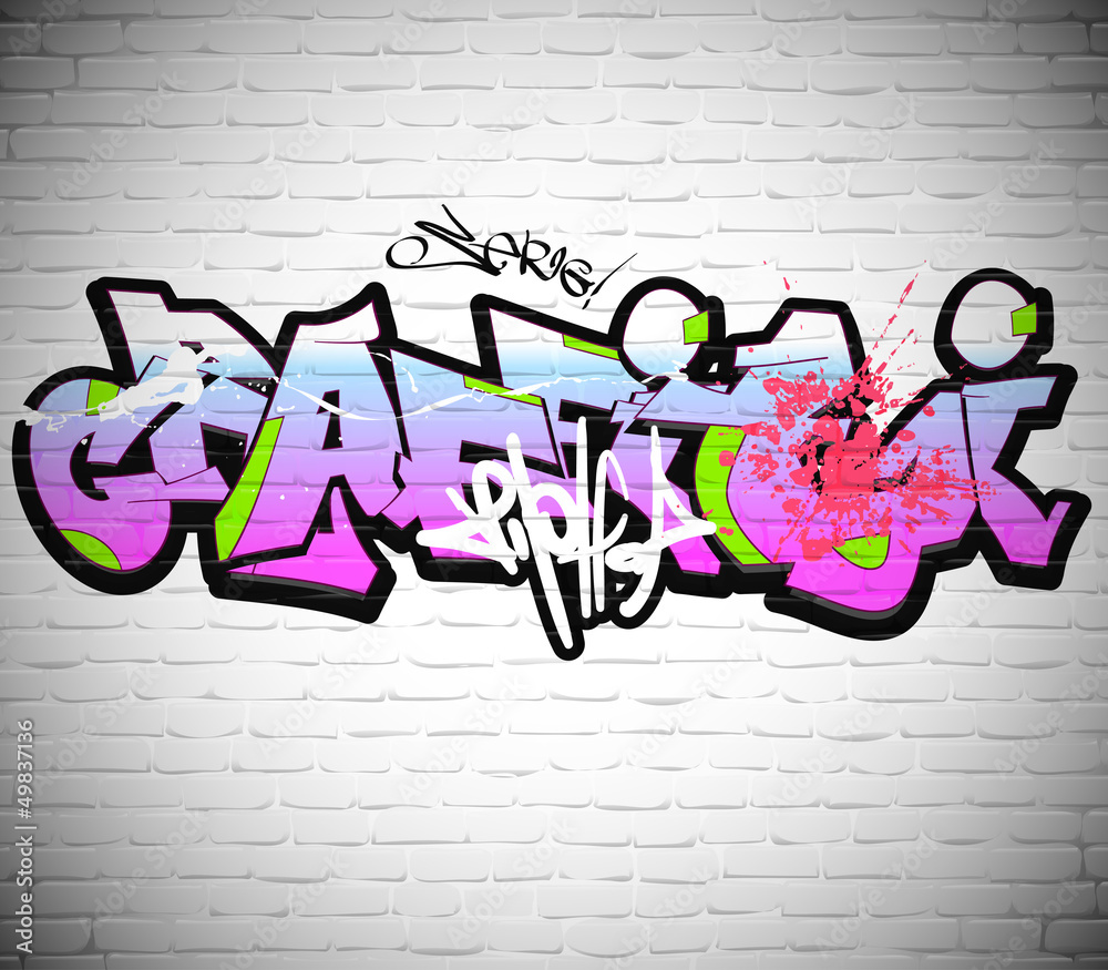 Obraz Tryptyk Graffiti wall background,