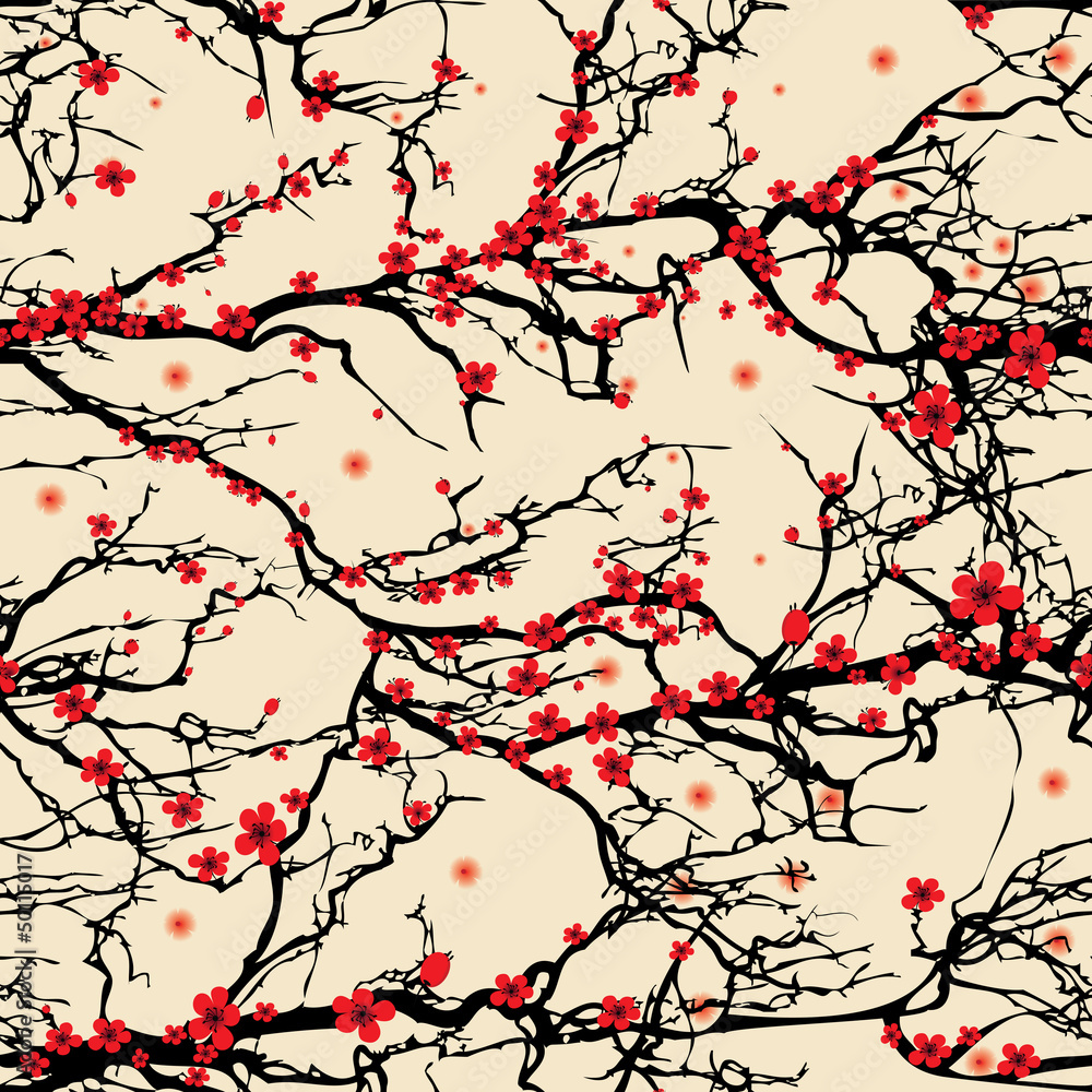 Obraz Tryptyk Seamless tree pattern.