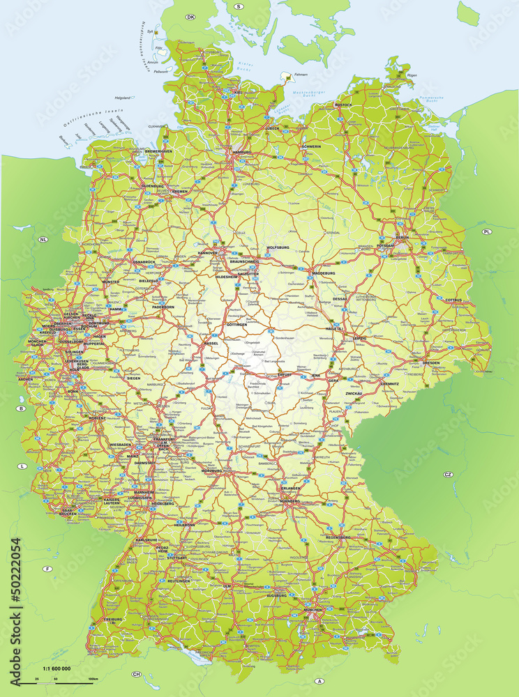 Obraz Tryptyk Deutschlandkarte 1:1,6 Mio