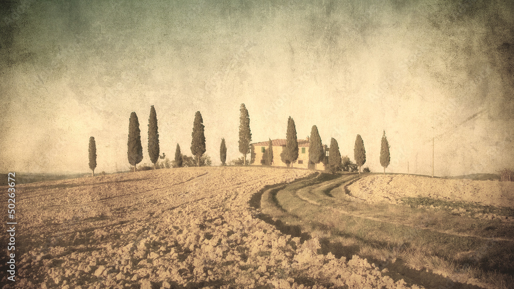 Obraz Tryptyk vintage tuscan landscape
