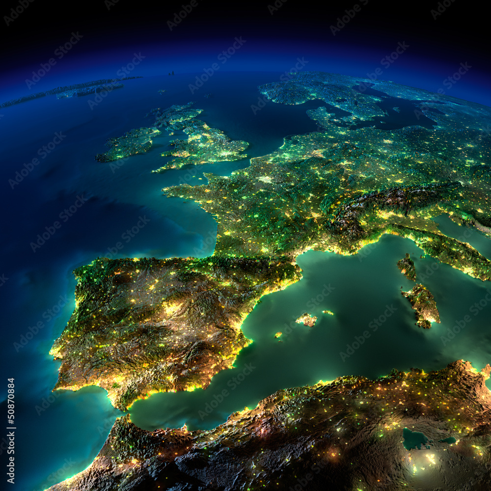 Fototapeta Night Earth. A piece of Europe