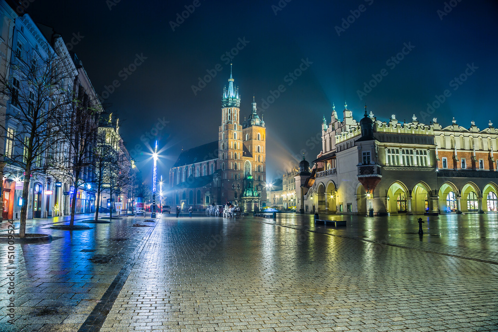 Obraz Tryptyk Poland, Krakow. Market Square