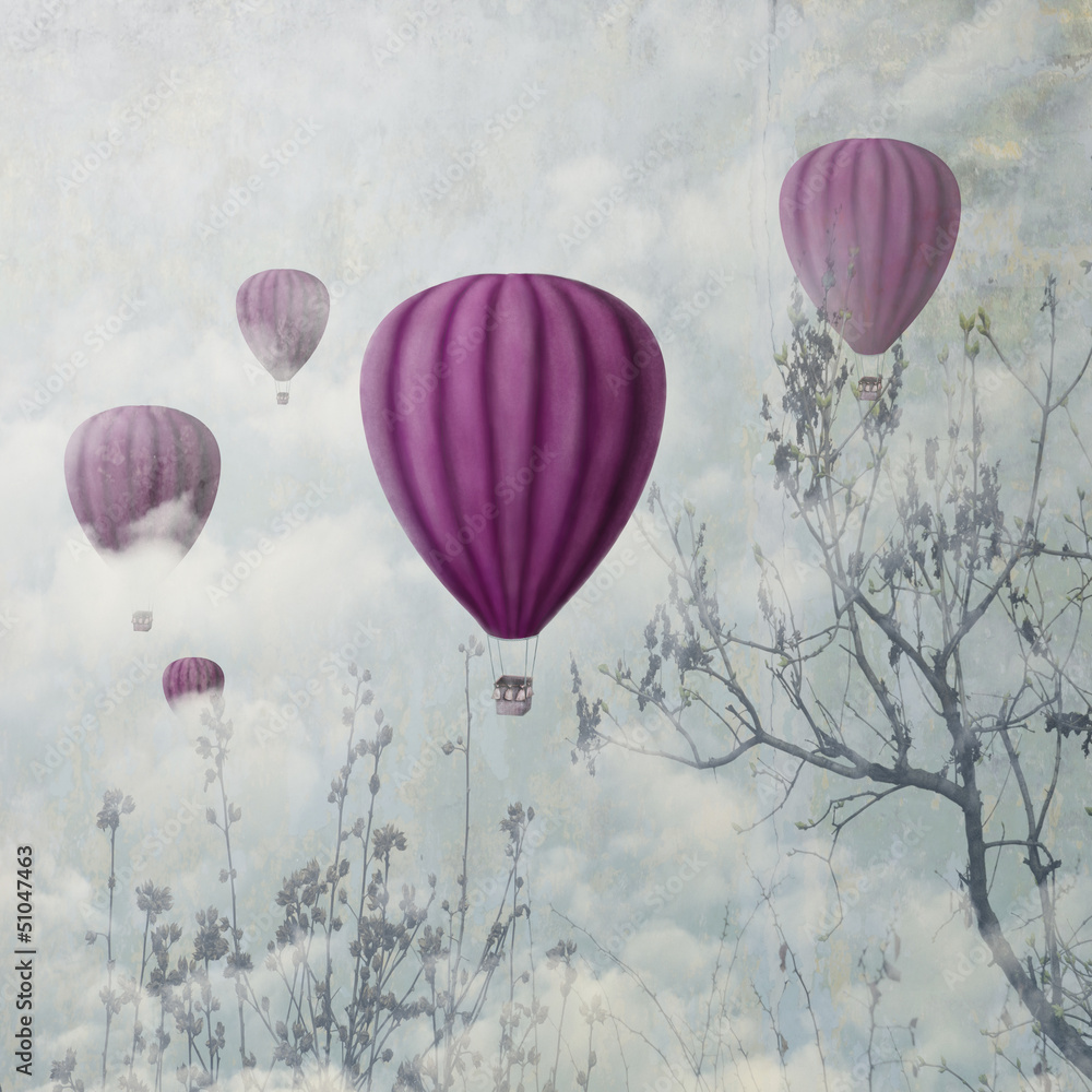 Obraz Pentaptyk Pink Balloons