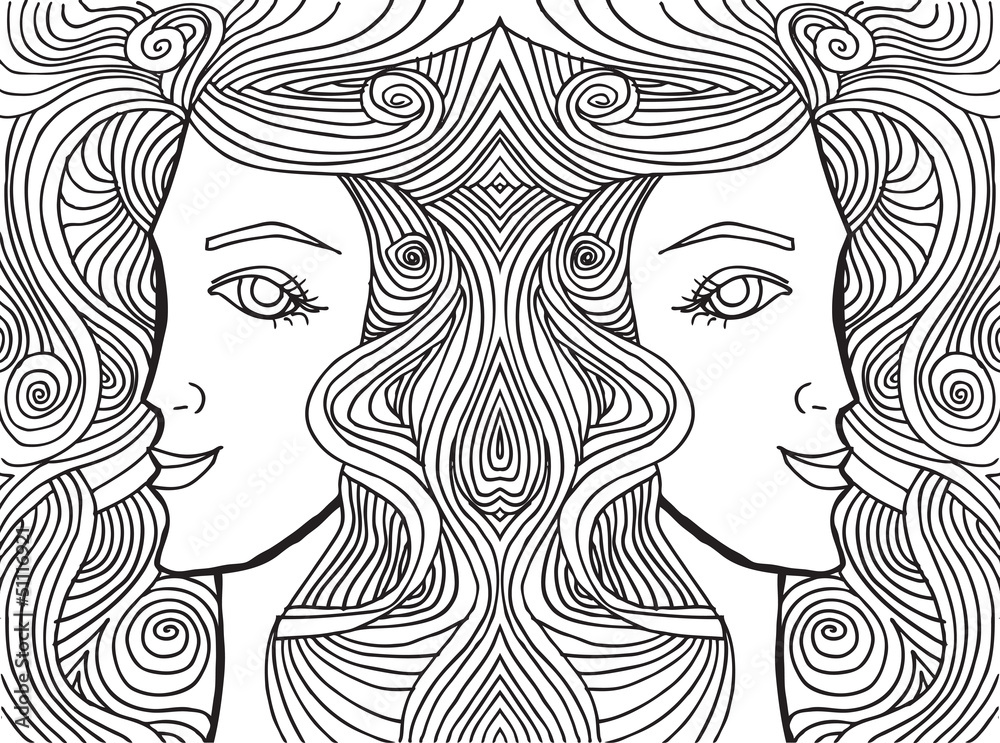 Fototapeta Abstract sketch of woman face.