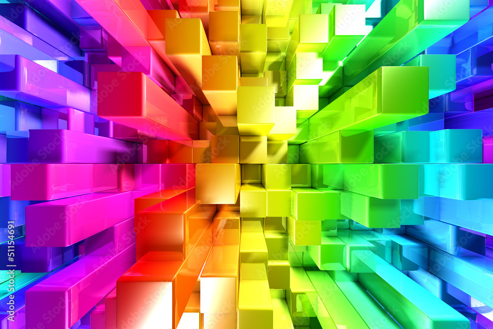 Fototapeta Rainbow of colorful blocks