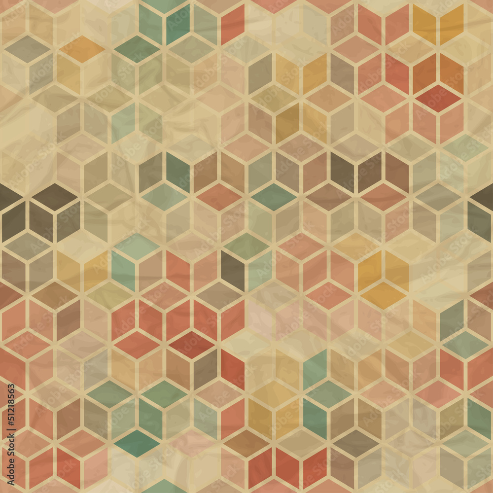 Obraz Pentaptyk Seamless retro geometric