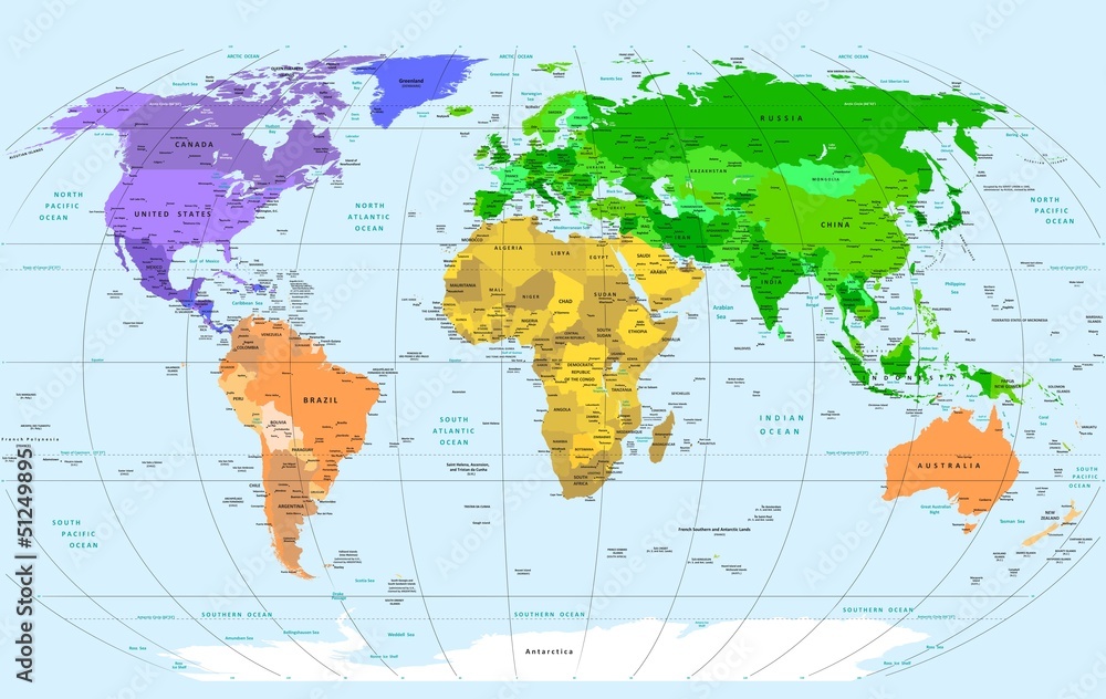 Obraz Tryptyk World Map