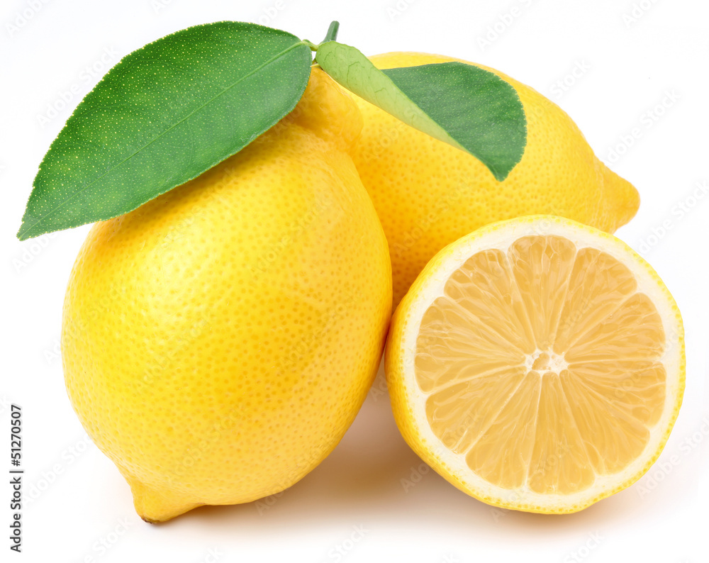Obraz Dyptyk Lemons with leaves.