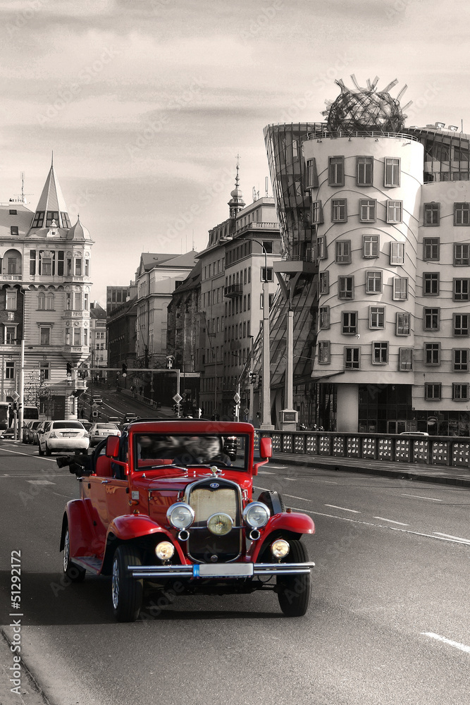 Fototapeta Red beautiful vintage cars in
