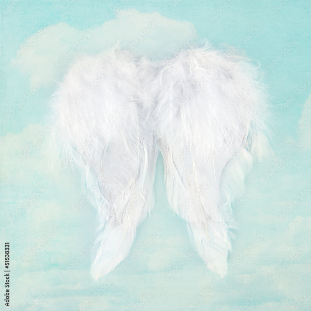 Obraz Tryptyk White angel wings on textured