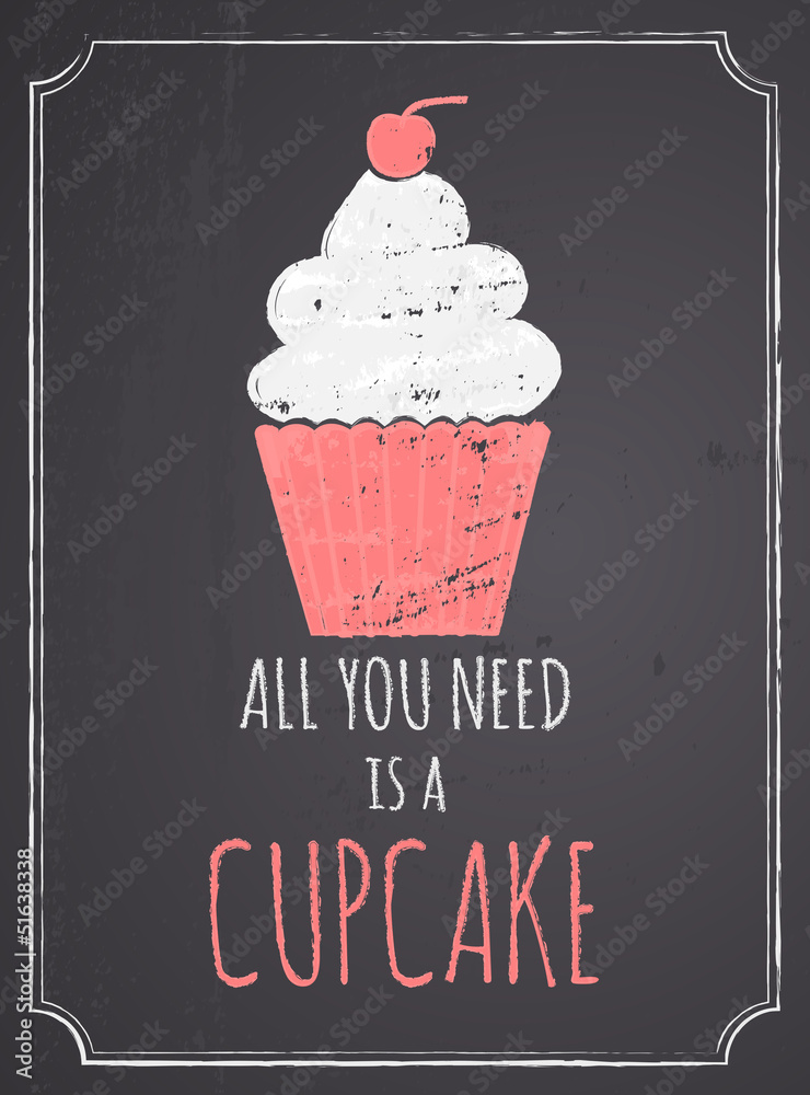 Obraz Kwadryptyk Chalkboard Cupcake Design