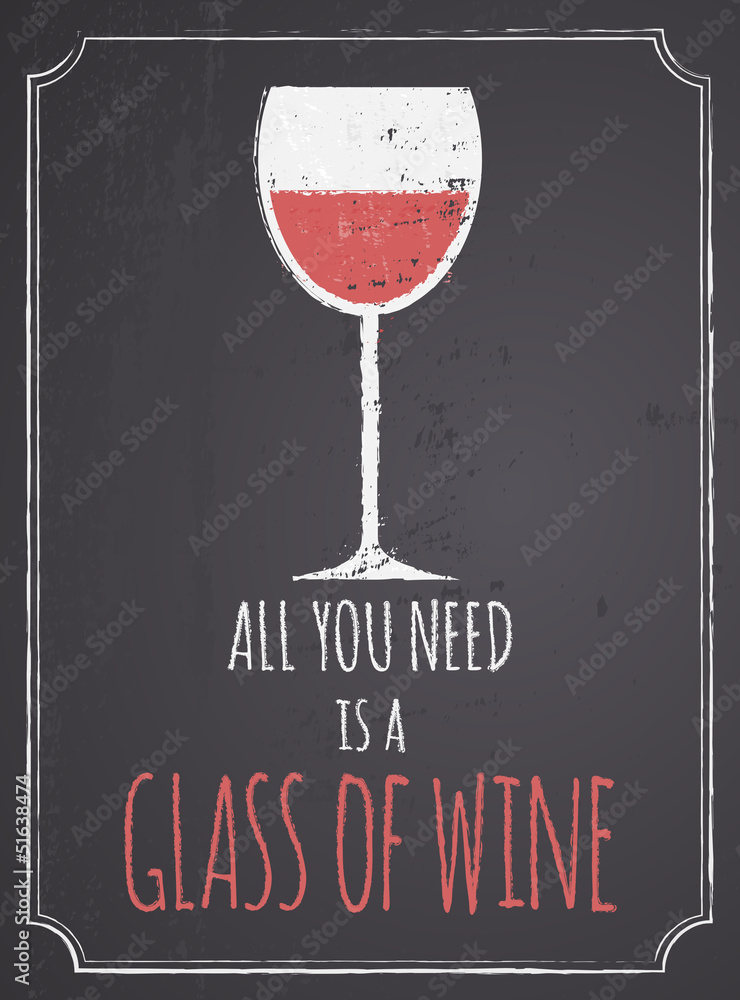 Obraz Tryptyk Chalkboard Red Wine Design
