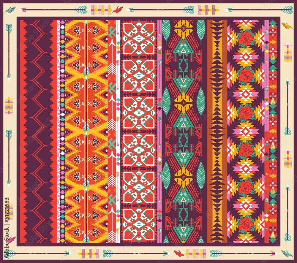 Fototapeta Seamless colorful aztec carpet