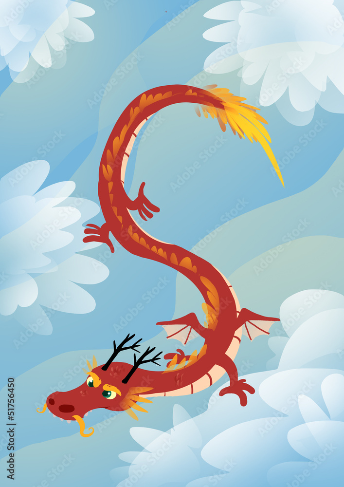 Obraz Tryptyk dragón chino