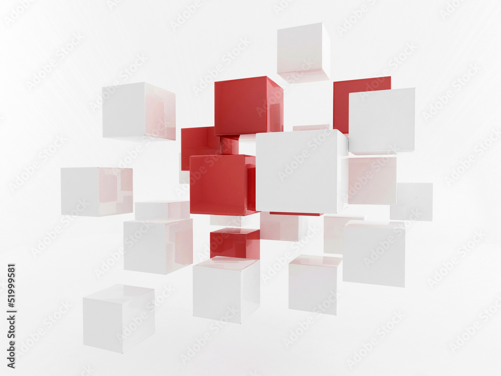 Obraz Kwadryptyk White 3d boxes / cube |