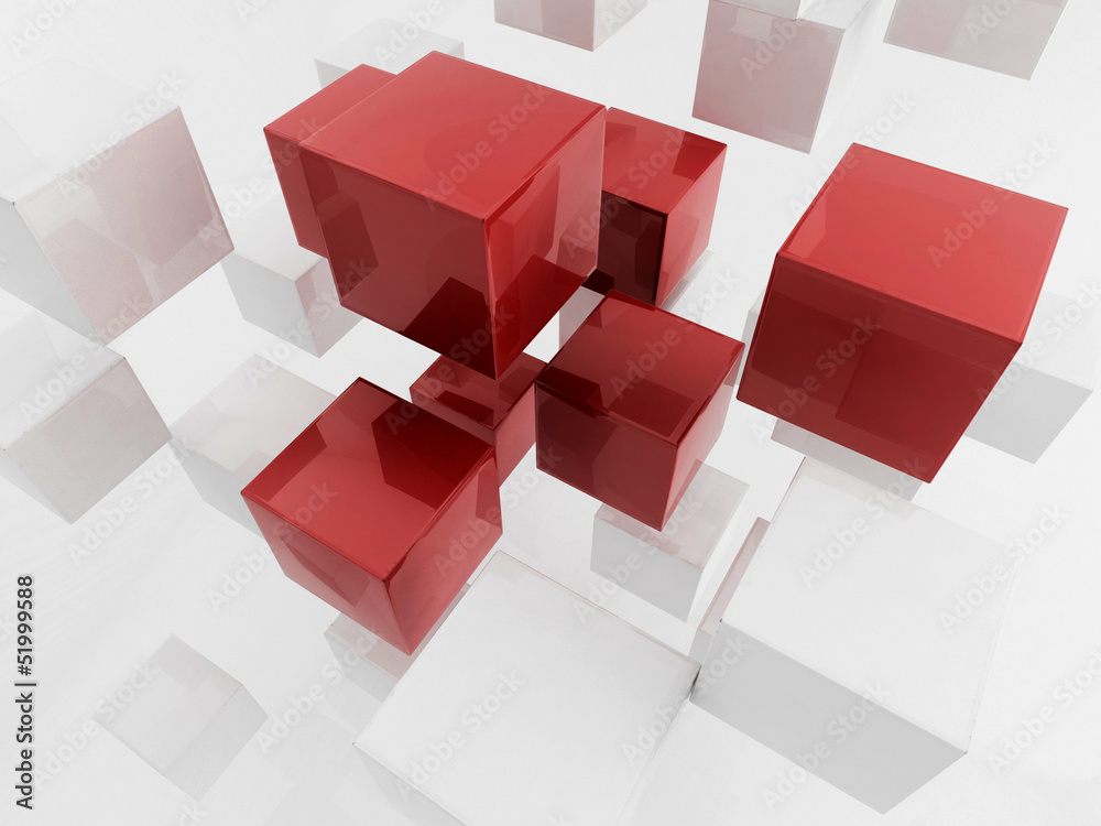 Obraz Kwadryptyk White 3d boxes / cube |