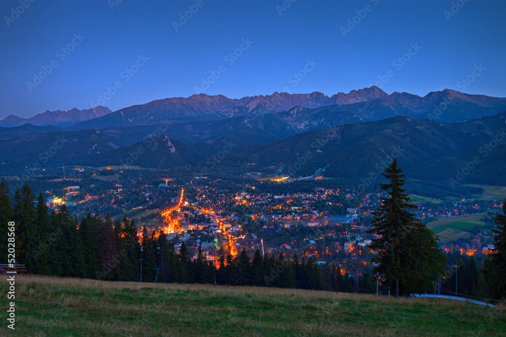 Fototapeta Night panorama of Zakopane
