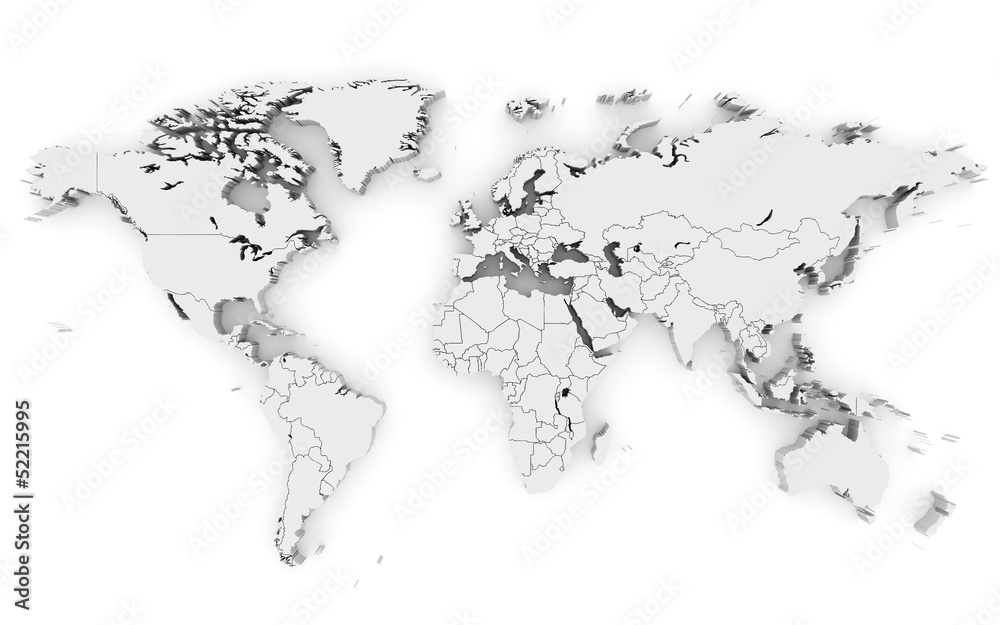 Obraz Kwadryptyk 3d world map isolated