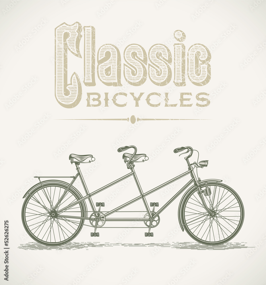 Obraz Tryptyk Classic tandem bicycle