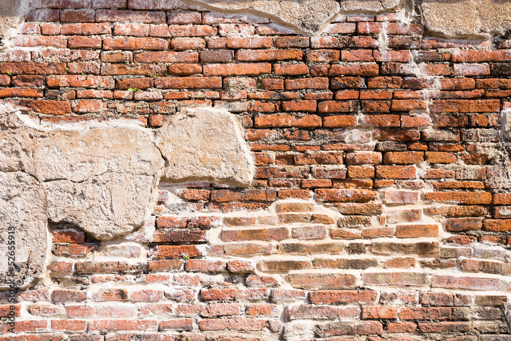 Obraz Pentaptyk Ancient brick wall fragment