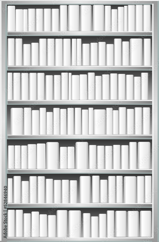 Fototapeta Bookcase with white books