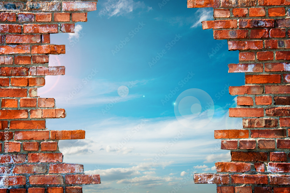 Fototapeta brick wall with hole
