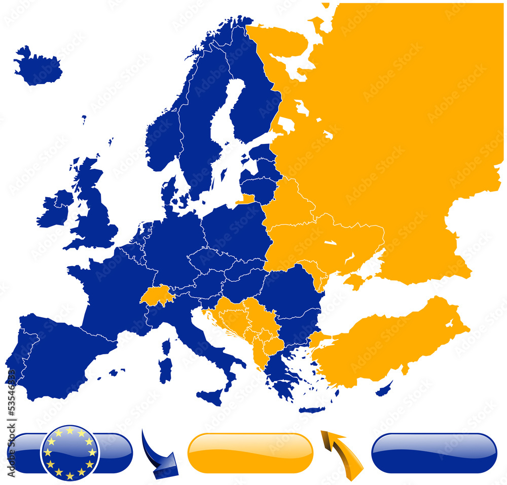 Obraz Tryptyk map of european union