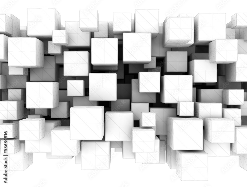 Obraz Tryptyk Abstract white 3d cubes
