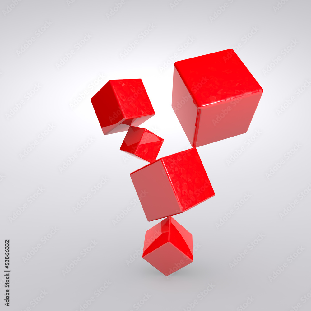 Obraz Kwadryptyk red 3d cube isolated over