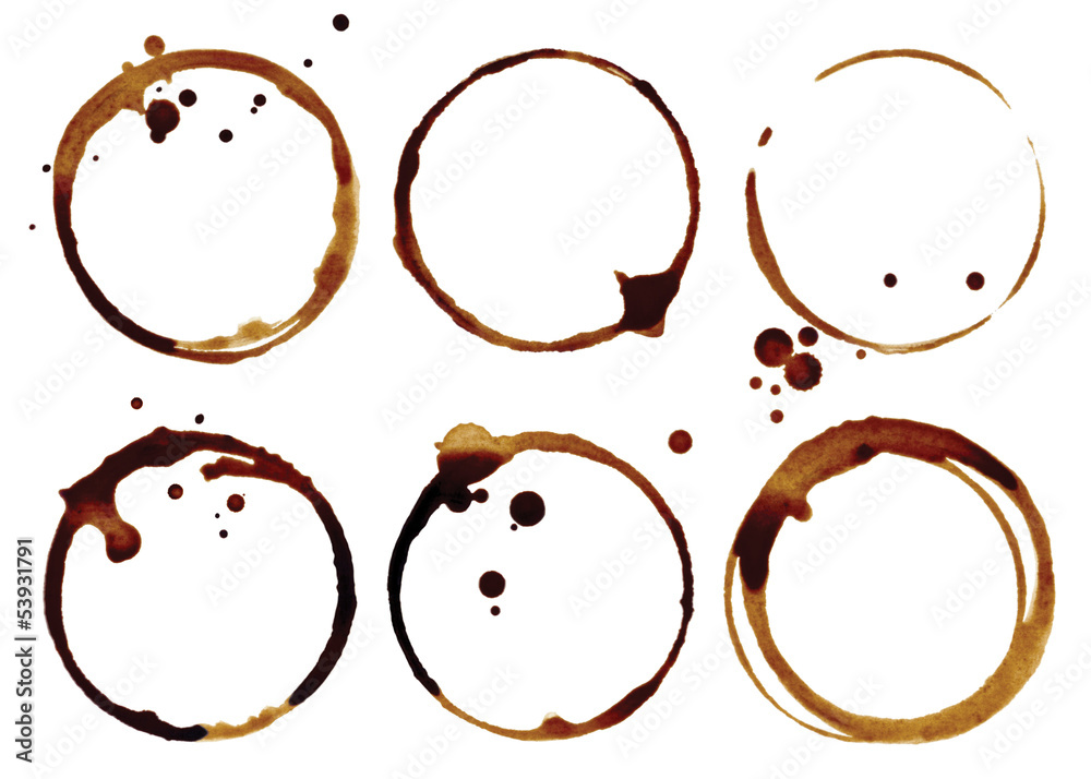Obraz Kwadryptyk Coffee cup rings isolated on a
