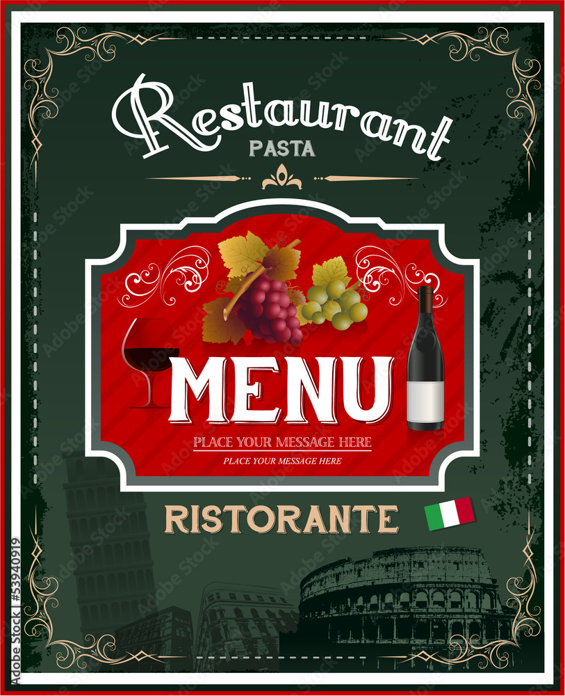 Obraz Tryptyk Vintage italian restaurant