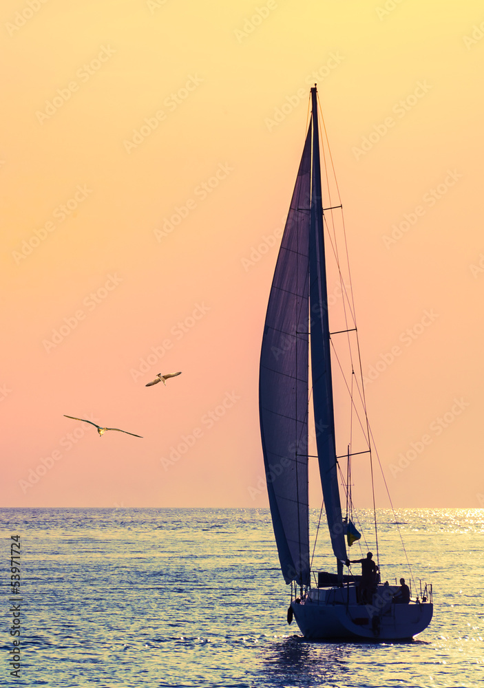 Fototapeta skyline sailboat and two