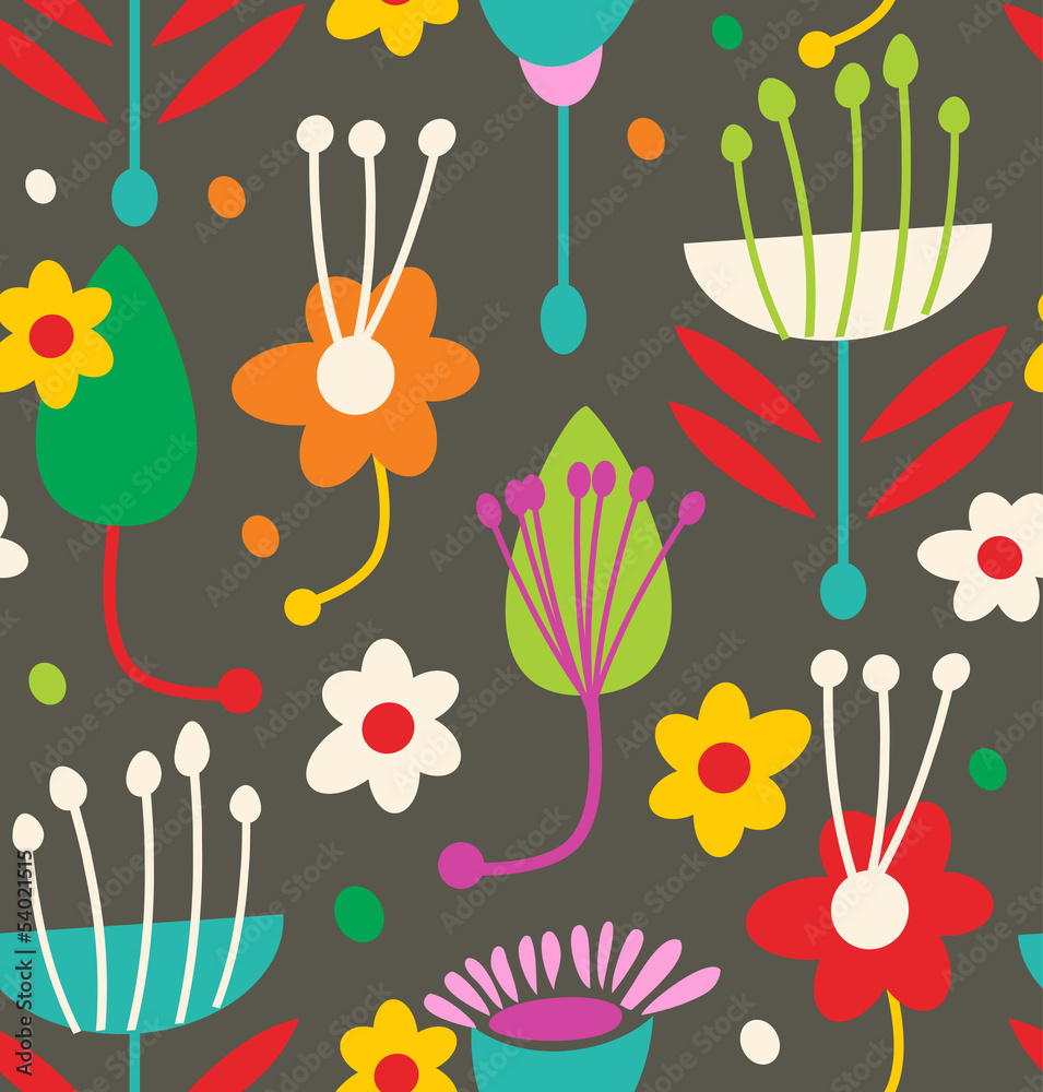 Fototapeta Doodle seamless floral pattern